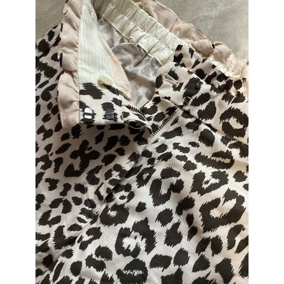 J. Crew Pants Brown Ivory Leopard Print Easy Linen Pull On Trousers 4 Ruffle - Picture 4 of 8